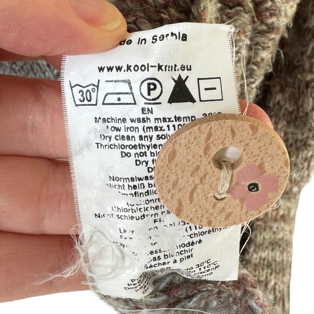 Kooi Knit Wear Mohair Wool Alpaca Two Button Cardigan Beige Women's Large - Picture 10 of 10